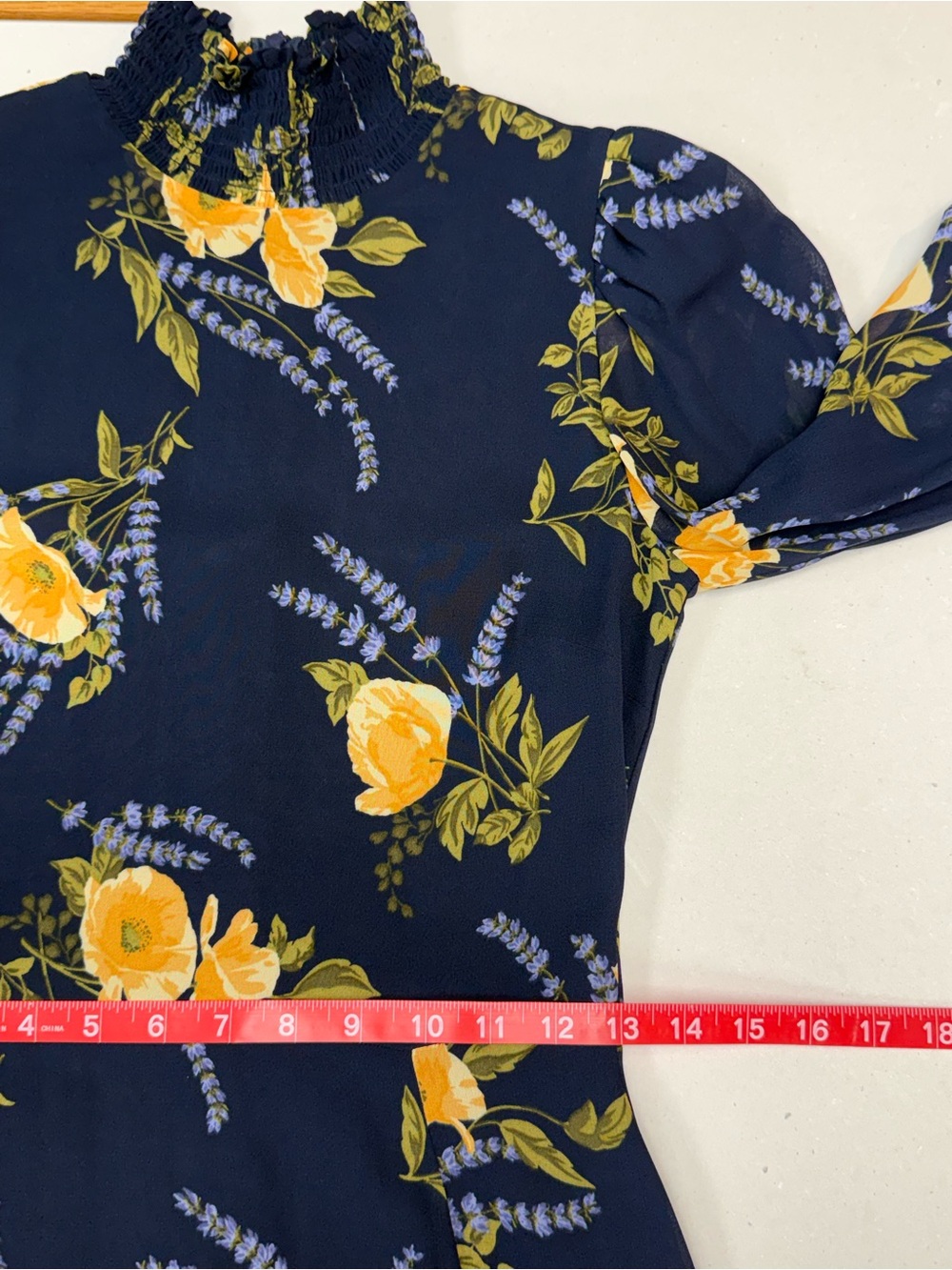 Reformation The Stevi Dres Dark Navy Floral Long-Sleeve Dress - Picture 12 of 13